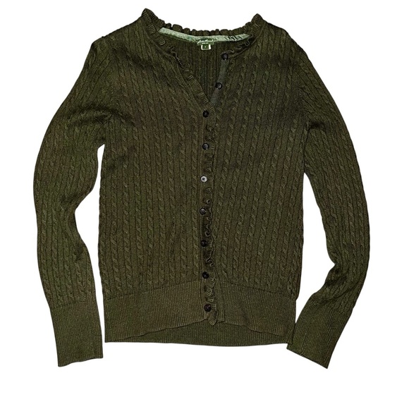 Olive Green Cable Knit Sweater size small - Picture 1 of 7